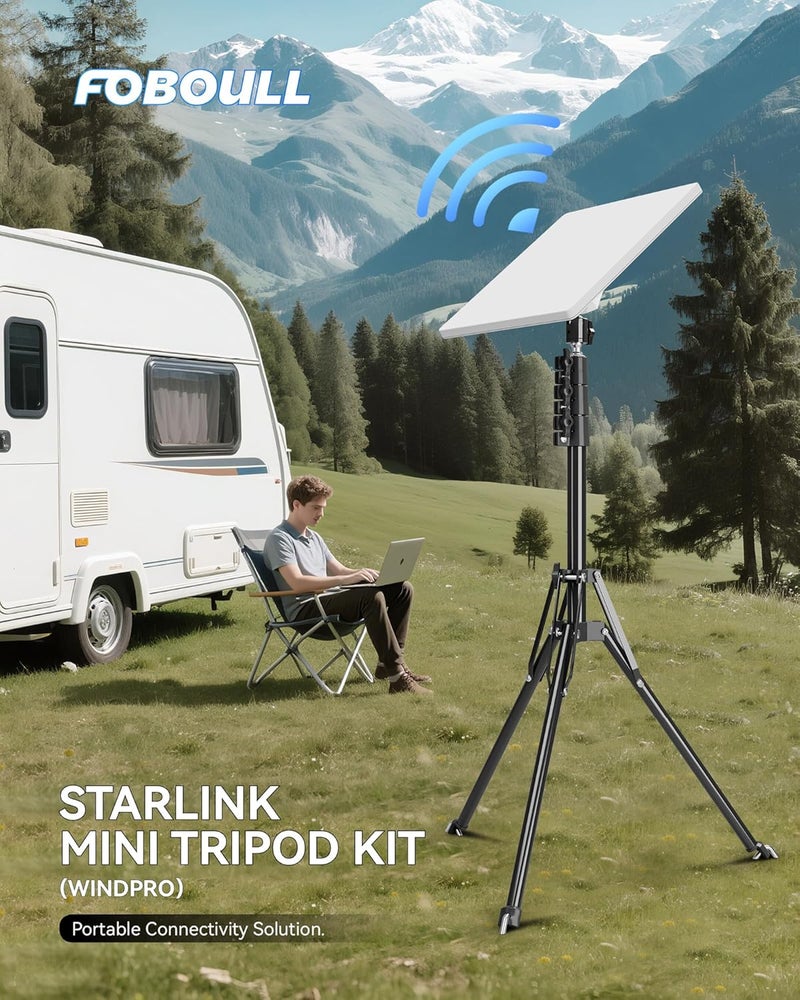 Foboull Starlink Mini Tripod Mount Kits, WindPro Wind-Resistant Design, Adjustable Height and Angle Tripod Mounting Kit with Starlink Mini Satellite for Camping and RV Travel - Image 2